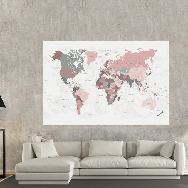 Seria Map Angielskich Mapa Świata - Mapa Polityczna Obraz Plakat na Ścianę Salon Dekoracja Domu Edukacja Kulturalna