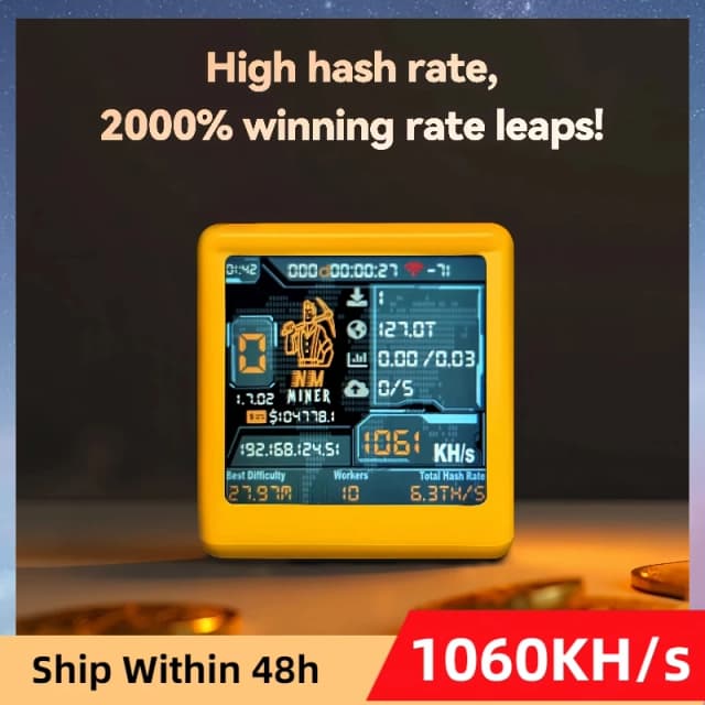 Smart TV Hashrate 1060KH/s ESP32 BTC Solo Lottery Miner dla nerdów komputerowych, cichy, domowy, zegar na biurko, niższy pobór mocy