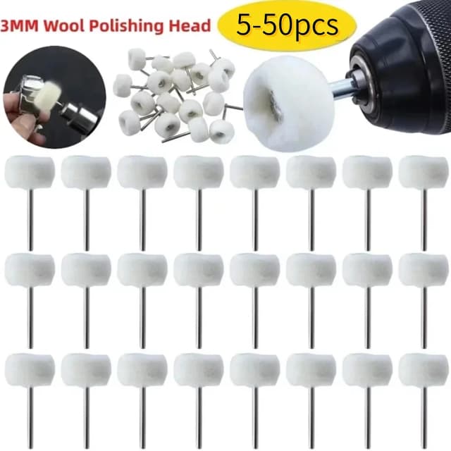 5-50 sztuk Mini wełniana głowica polerska 3mm Shank tarcza polerska wiertarka obrotowa szczotka ścierna ręczne narzędzia do szlifowania polerowanie 2025