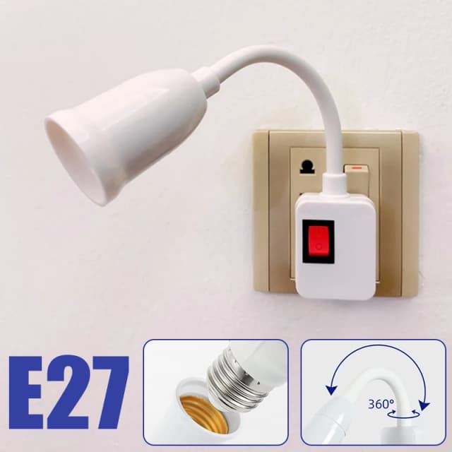 Gniazdo lampy obrotowej E27 z włącznikiem, wtyk bezpośredni, oprawka żarówki z wtyczką EU US, oprawka lampy LED, podstawa lampy stołowej LED, podstawa lampy LED