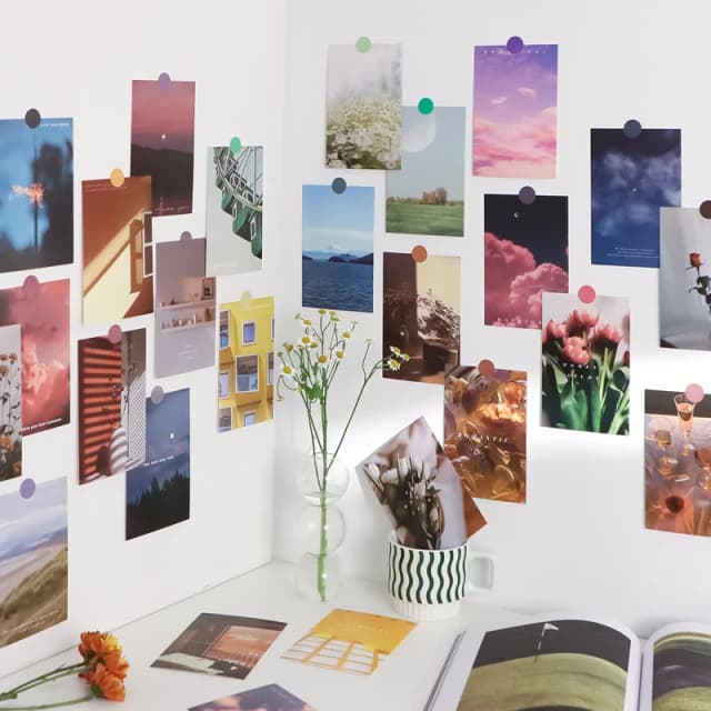 30 arkuszy Ins piękna sceneria artystyczna pocztówka karty dekoracyjne sypialnia Home Decor tło naklejki ścienne rekwizyty fotograficzne