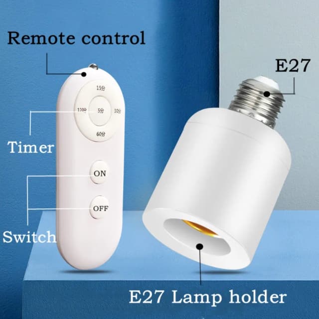 E27 60W Bezprzewodowy pilot zdalnego sterowania Inteligentny wyłącznik czasowy Uchwyt lampy 110V 220V Domowy wielofunkcyjny włącznik światła Pokój dziecięcy Sypialnia Wyłącznik czasowy