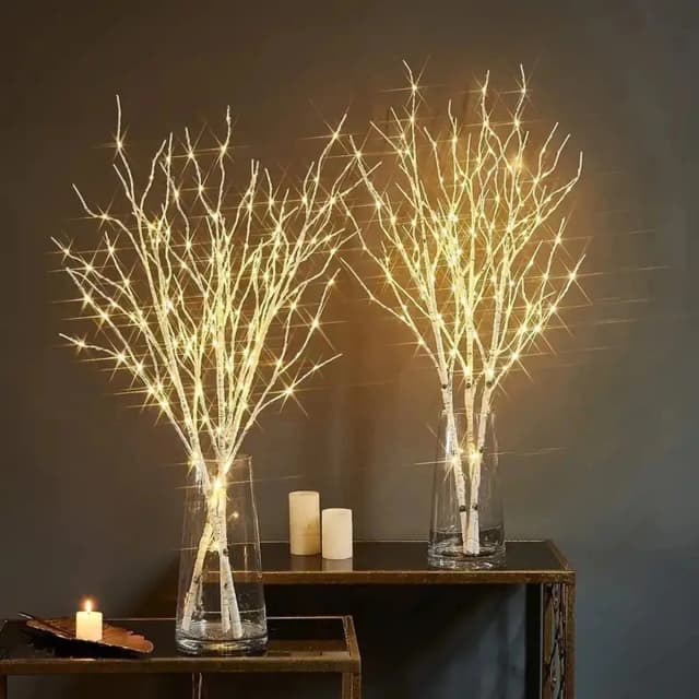 1 PC Białe gałęzie brzozy Zasilanie bateryjne 20 LED Fairy Lights Gałęzie wierzby do domu Sypialnia Wewnątrz Dekoracja zewnętrzna