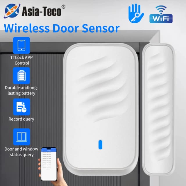 Czujnik otwarcia drzwi kompatybilny z zamknięciem TTLOCK 2.4G WIFI, czujnik kontaktu drzwi, czujnik wykrywania statusu, współpracuje z inteligentnymi zamknięciami TTLOCK, kontrola dostępu.