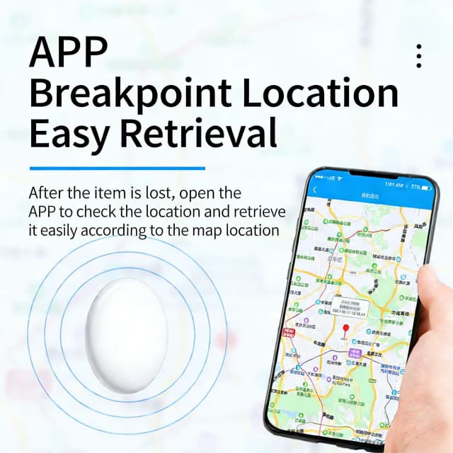 Inteligentny lokalizator Bluetooth GPS z funkcją zapobiegania zgubieniu, lokalizacją dźwiękową, przypomnieniami o wiadomościach i alarmem do kluczy, portfeli, zwierząt domowych, kompatybilny z iOS i Android.