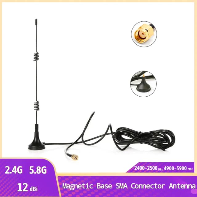 Podstawa magnetyczna 2.4G/5G 12dBi wewnętrzna antena zewnętrzna ze złączem RP-SMA do routera Wi-Fi antena modemu GR174 3-metrowy kabel
