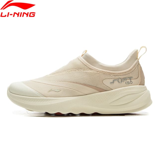 Li-Ning damskie SOFT GO 2 wsuwane buty do chodzenia na co dzień COMFOAM oddychające elastyczne podszewki wygodne sportowe trampki AGLV006