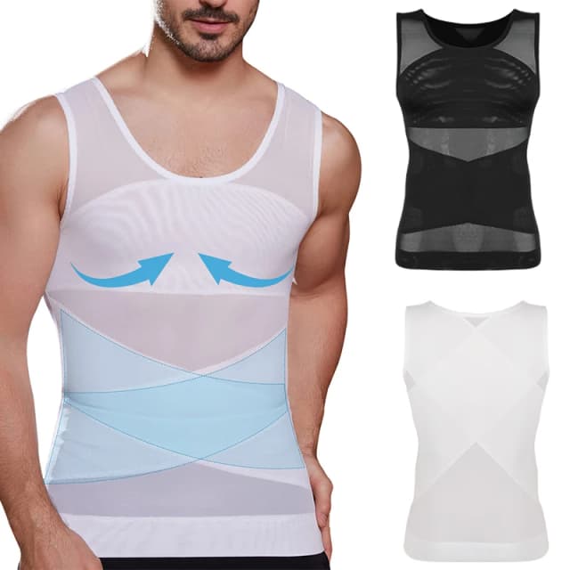 Męska koszulka kompresyjna podkoszulek wyszczuplający urządzenie do modelowania sylwetki kompresja klatki piersiowej wyszczuplający brzuch Tank Top bielizna modelująca