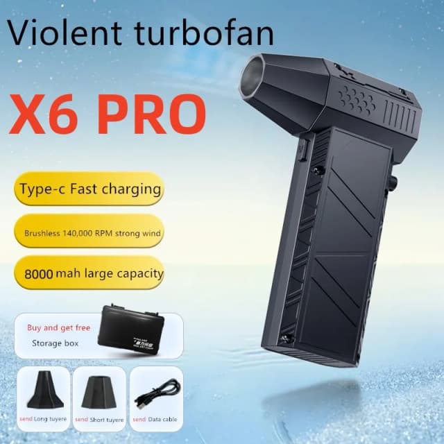 Przenośny wentylator turbo X6 Mini Turbo Jet Fan 53M/S 140000 RPM Jet Turbo Dmuchawa Silnik bezszczotkowy Ręczne narzędzie do czyszczenia wentylatora kanałowego Typ-C