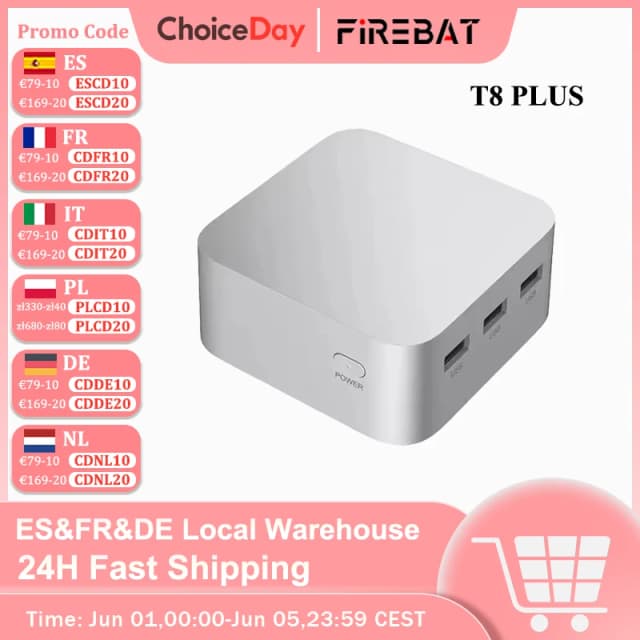 FIREBAT T8 Plus Mini PC Intel N5095 N100 CPU Komputer stacjonarny 8GB 16GB SSD 256GB 512GB 1TB DDR4 DDR5 WIFI5 BT4.2 HDMI Minipc