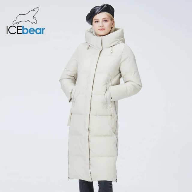 ICEbear-długa kurtka z kapturem dla kobiet, modna odzież, płaszcz zimowy, GWD22580D, 2023 nowość