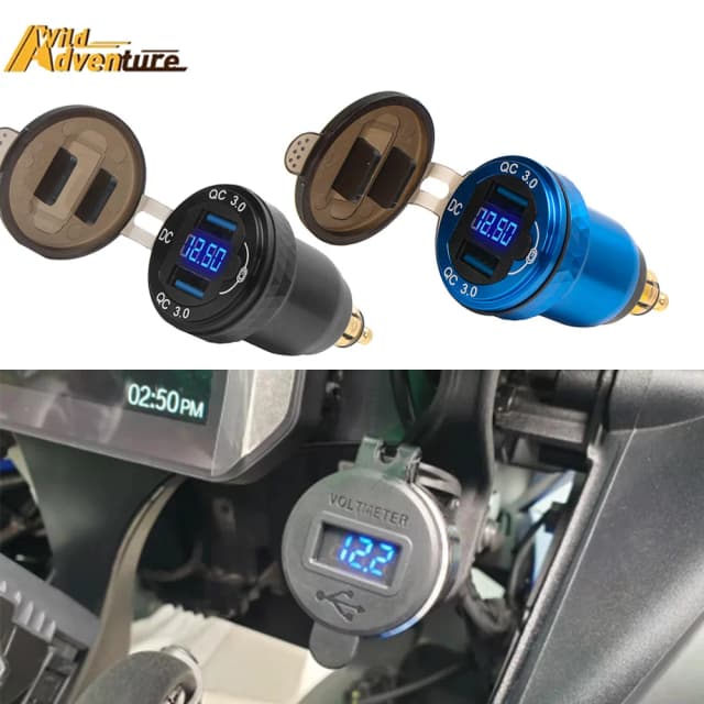 Podwójna ładowarka USB Adapter 12V QC3.0 Type-C PD DIN Hella Wyświetlacz LED Do BMW F800GS R1300GS R1200GS Do Ducati Do Tiger 900 850