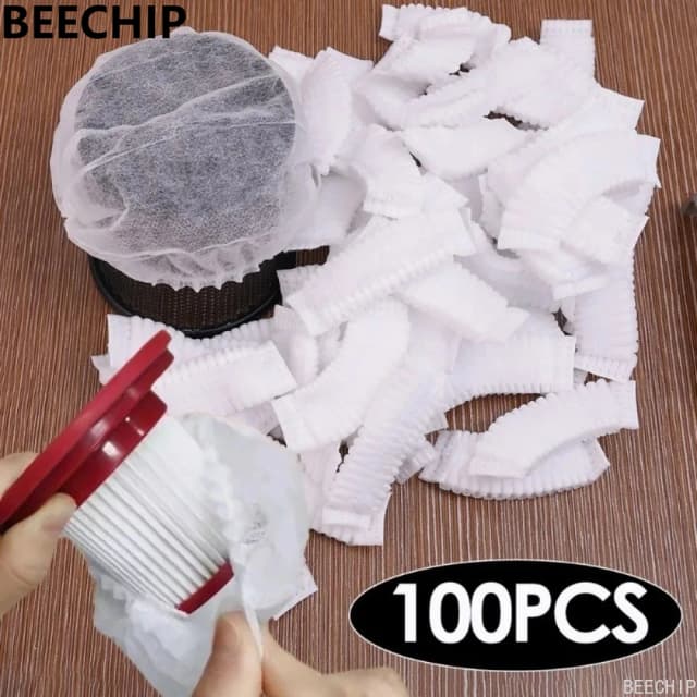 BEECHIP 100 szt. Siatka filtrująca do odkurzacza, osłona ochronna, włóknina, części zamienne do odkurzacza