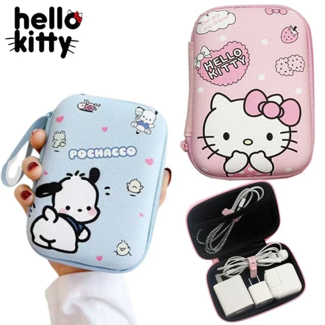 Sanrio Hello Kitty Torba do przechowywania kabla danych Anime Przenośny organizer Futerał na słuchawki Akcesoria elektroniczne z kreskówek