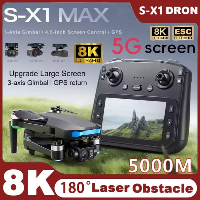 S-X1 Nowy dron z kamerą 5G GPS 8K HD EIS z ekranami 3-osiowy gimbal przeciwwstrząsowy 8K Bezszczotkowe drony RC Quadcopters Mini UAV