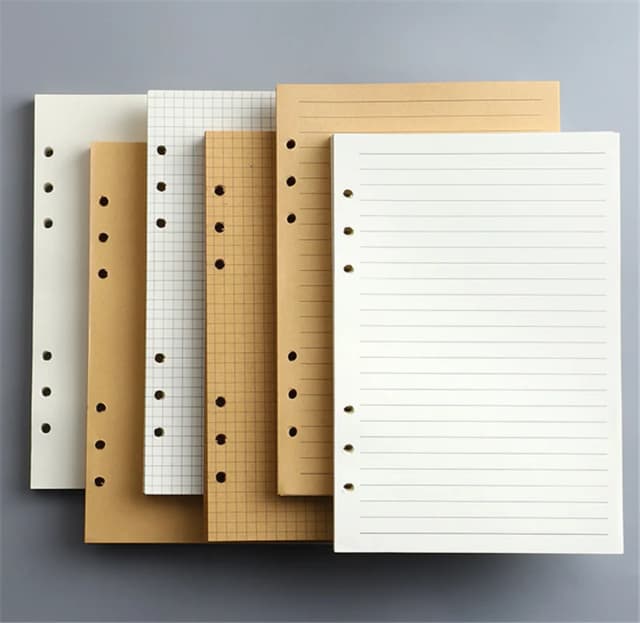45 arkuszy A5 A6 A7 Luźne kartki do notatnika Wkład spiralny Segregator Wewnętrzna linia strony Pusta siatka rzemieślnicza Wewnątrz papieru Artykuły papiernicze