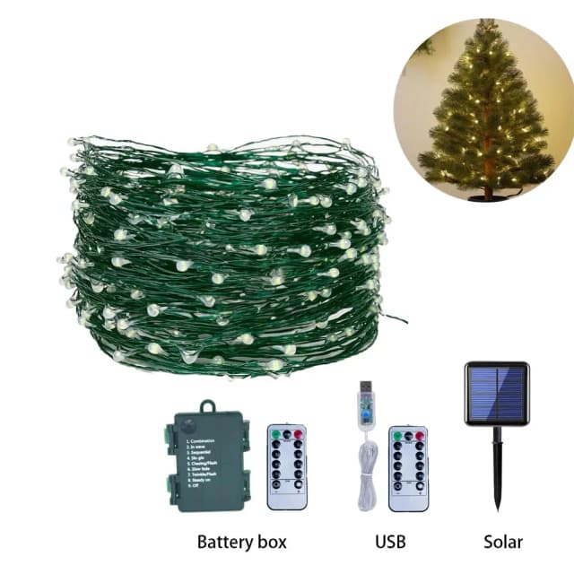 10m100ledストリングライトグリーンワイヤーフェアリーライト暖かい白いガーランド屋外の家のためのクリスマスウェディングパーティー庭の装飾