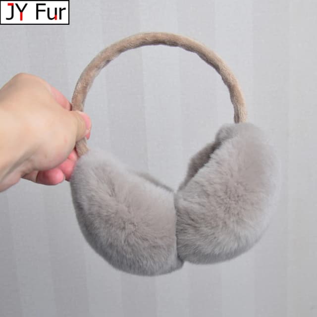 Rex Rabbit Fur Hang Ear Cover Ciepłe zimowe nauszniki Nakrycia głowy Nauszniki futrzane Nauszniki Zimny ocieplacz na uszy Składana opaska na uszy