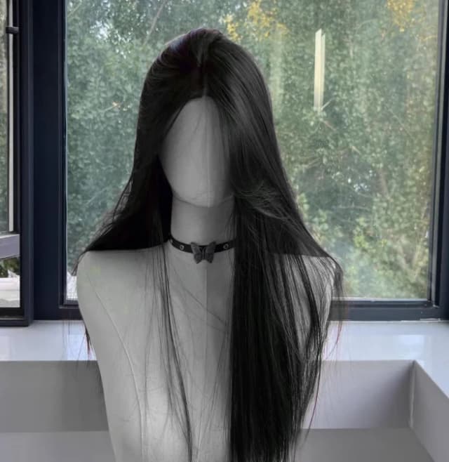 Czarna peruka dla kobiet Długie proste włosy Opaska na głowę Koronkowa peruka na przód Cosplay Temperament do codziennego użytku Lolita Czarne peruki syntetyczne