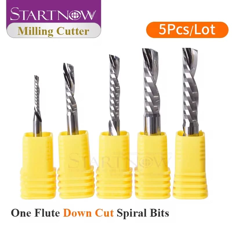 Startnow 5 sztuk/partia frez dolny pojedynczy rowek frez trzpieniowy 3.175/4/6 węglik wolframu narzędzie CNC Router grawerowanie bity spiralne
