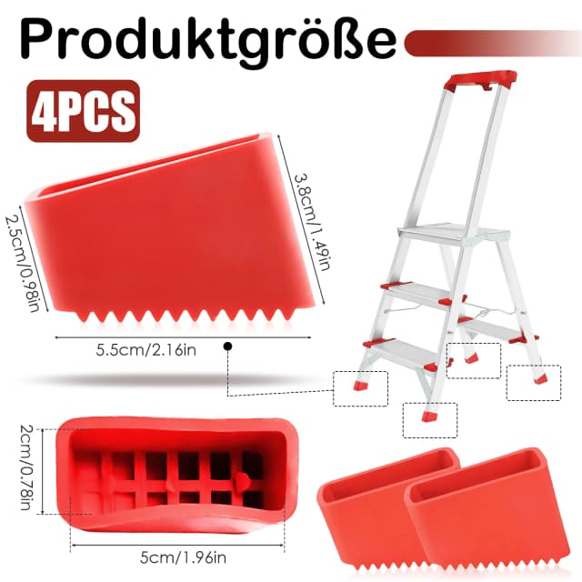 4 szt. Antypoślizgowe nóżki do drabiny, aluminiowe stopki, wysuwane nakładki na schody, gumowe końcówki, zamienne osłony ochronne