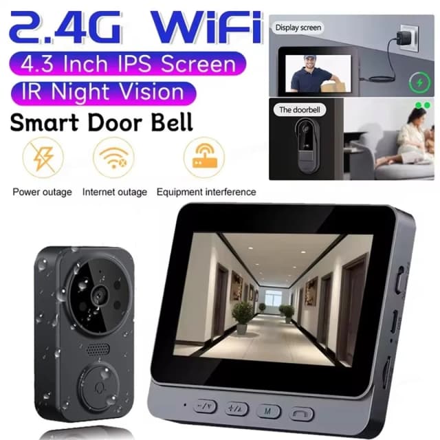 Bezprzewodowy dzwonek do drzwi z pakietem kamery Dzwonek wideo Night Vision Inteligentny domofon Ochrona bezpieczeństwa dzwonka