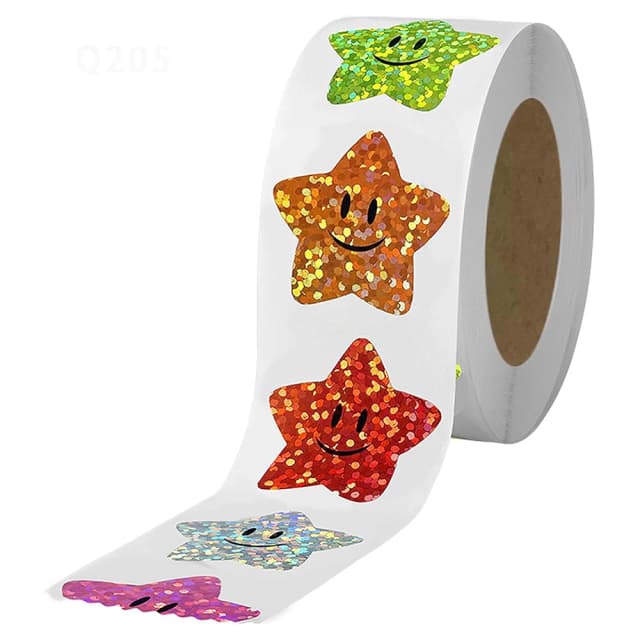 100-500 sztuk holograficzne naklejki z nagrodami w kształcie gwiazd Corlorful samoprzylepne naklejki w kształcie gwiazd wykres nagród dekoracyjne zabawki prezenty naklejki etykiety
