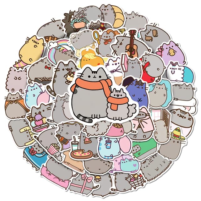 50 sztuk śliczne Kawaii Chunky Cat naklejki estetyczne naklejki DIY artykuły papiernicze księga gości telefon pamiętnik Graffiti wodoodporna śliczna naklejka zabawka
