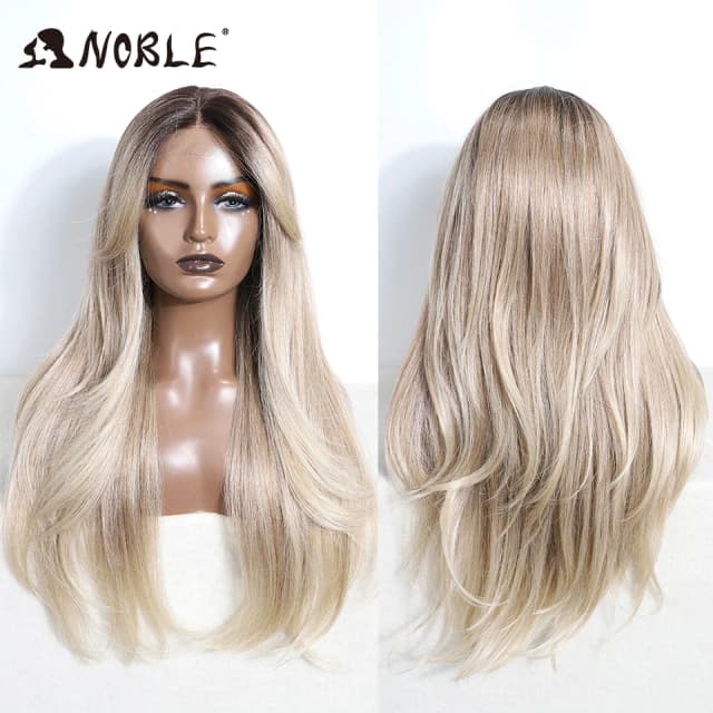 Noble Synthetic Lace Front Wig 26" Straight Ombre lace Wig Cosplay White Wig Blonde Wigs For Women Lace Wig synthetic Lace Wig