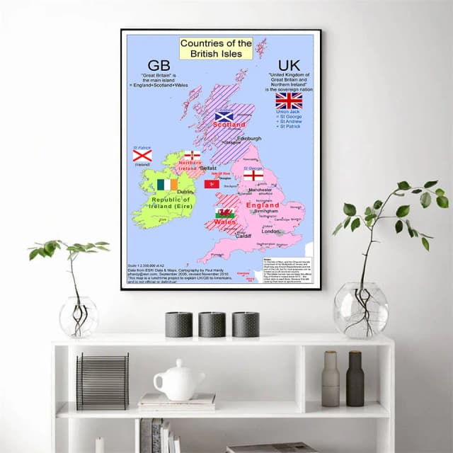 60 * 90 cm Mapa Wielkiej Brytanii w 2010 r. Vintage Canvas Painting Wall Art Poster Home Decoration Travel School Supplies