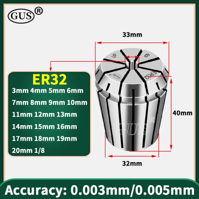 Wysoka precyzja ER11 ER16 ER20 ER25 ER32 ER tuleja zaciskowa sprężynowa 0.003mm 0.005mm grawerka CNC uchwyt na narzędzia frezarskie tokarka