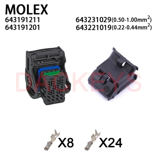 1Zestaw 643191211 643191218 643191216 643191201   32-pinowe złącze Molex ECU Automotive Wiązka przewodów gniazda CMC