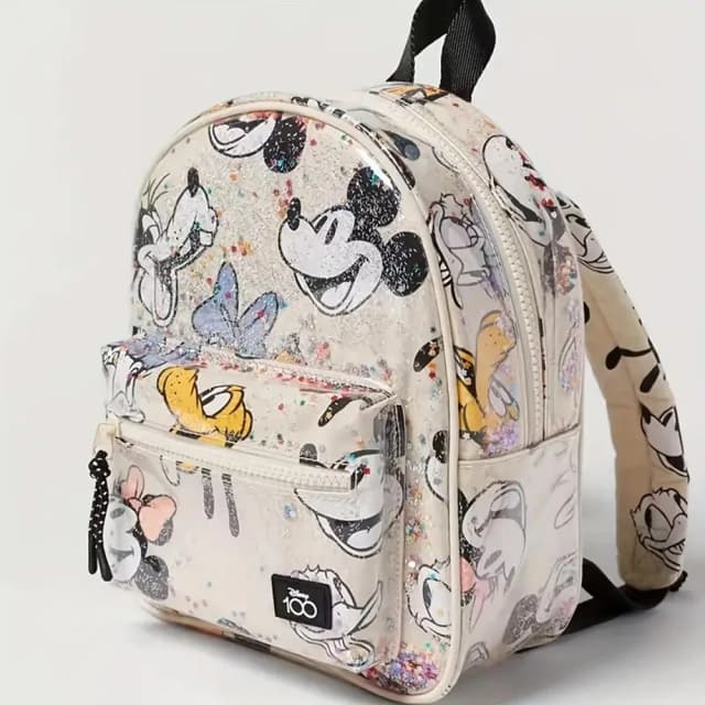 Plecak Disney Minnie Mouse z brokatem - uroczy wzór z kreskówki z regulowanymi paskami, przezroczysty plecak podróżny dla osób...