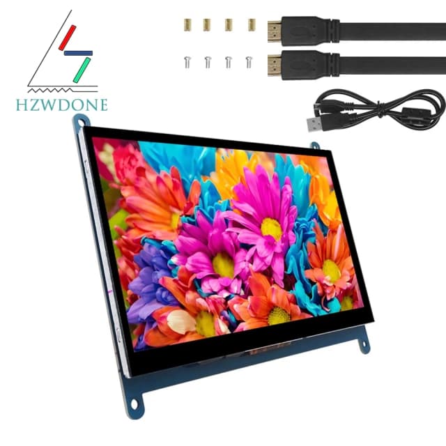7-calowy Raspberry Pi 4/3/2/B/B+/A+ Monitor 1024x600 IPS 5-punktowy pojemnościowy ekran dotykowy bezpłatny wyświetlacz HDMI dla Win 7/8/10