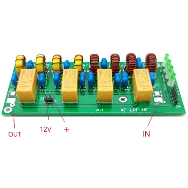 Filtr XF-LPF-HF 12V 100W, dolnoprzepustowy (LPF), zakres częstotliwości 3,5MHz-30MHz