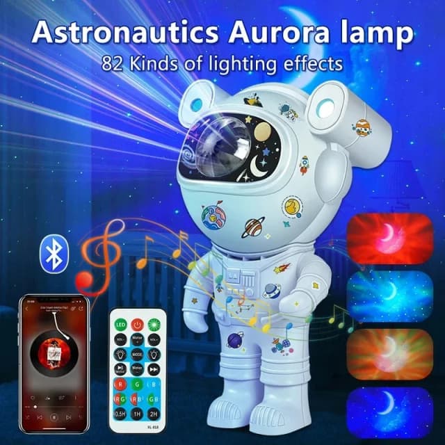 Projektor dla dzieci Star DIY Lampka nocna z pilotem 360 Regulowana konstrukcja Astronauta Mgławica Galaxy Oświetlenie dla dzieci