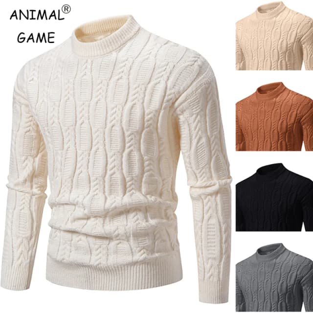 Nowy męski sweter z wycięciem pod szyją Miękkie swetry na co dzień dla mężczyzn Jesienne klasyczne swetry swetry Mock Turtleneck Knitted Streetwear