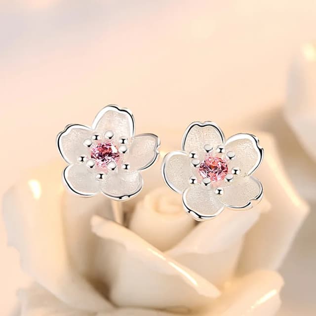 925 Sterling Silver różowy fioletowy cyrkon kwiat małe kolczyki sztyfty dla kobiet ślub eleganckie luksusowe akcesoria jubilerskie hurtowo