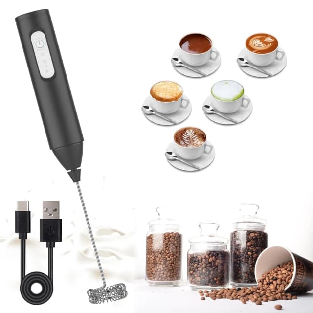 MINI spieniacz do mleka USB akumulator 3-biegowy urządzenie do robienia piany trzepaczka do kawy mikser z uchwytem elektrycznym Blender trzepaczka do jajek