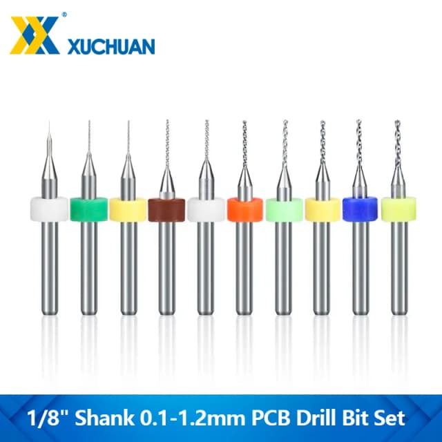 10 sztuk 1/8 '' Shank Mini CNC PCB Drill Bit Set 0.1-1.2mm Wiertło z węglików spiekanych do PCB Płytka drukowana Otwór Wiertło
