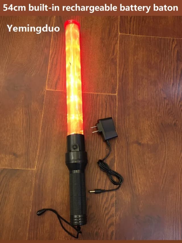 54cm wbudowany akumulator bezpieczeństwo LED sygnał świetlny migający nocny ogień fluorescencyjna różdżka pręt