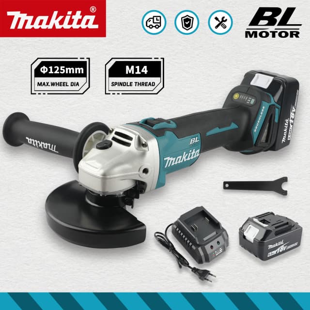 Szlifierka kątowa akumulatorowa Makita DGA506 18V 125mm, elektryczna polerka, bezszczotkowa maszyna do szlifowania i cięcia metalu