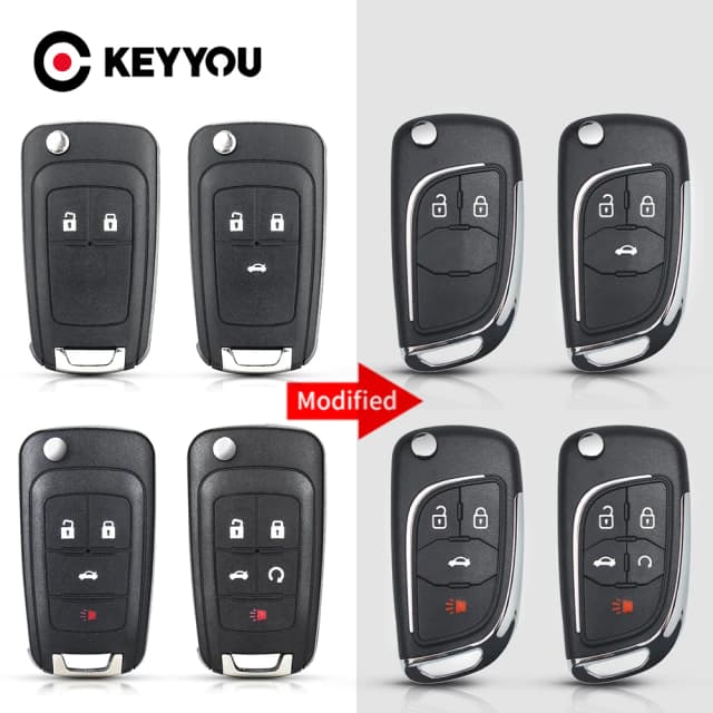 KEYYOU Kluczyk samochodowy do Chevrolet Cruze, OPEL Insignia, Astra, Zafira, Mokka, Agila, Corsa, Meriva, Signum, Tigra, Mando, zmodyfikowany, bez logo
