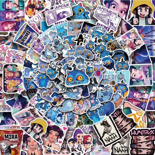Urocze naklejki z filmów, K-Pop, Demon Hunters, anime, śmieszne naklejki z tygrysem, zabawki, wodoodporne, do samodzielnego wykonania, na etui na telefon, bagaż, kawaii, naklejki dla dzieci, prezenty.
