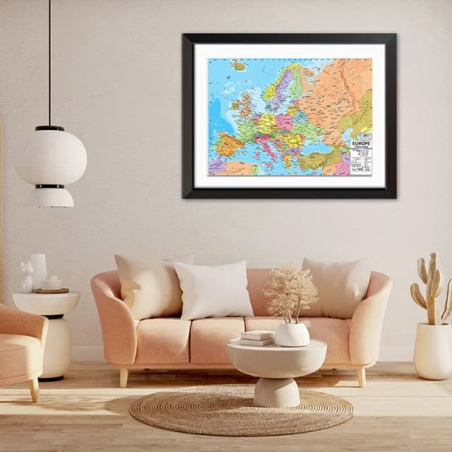 Dekoracyjna mapa Europy Plakat ścienny z włókniny w języku angielskim z szczegółowym obrazem Szkolne przybory podróżne Dekoracja domu w klasie