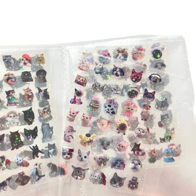 10 szt. Naklejek Laserowych z Kotami, Notatki, Brokatowe, Wodoodporne, Półprzezroczyste, Zabawne Artykuły Papiernicze, Urocze Materiały do Scrapbookingu, Materiały Rzemieślnicze
