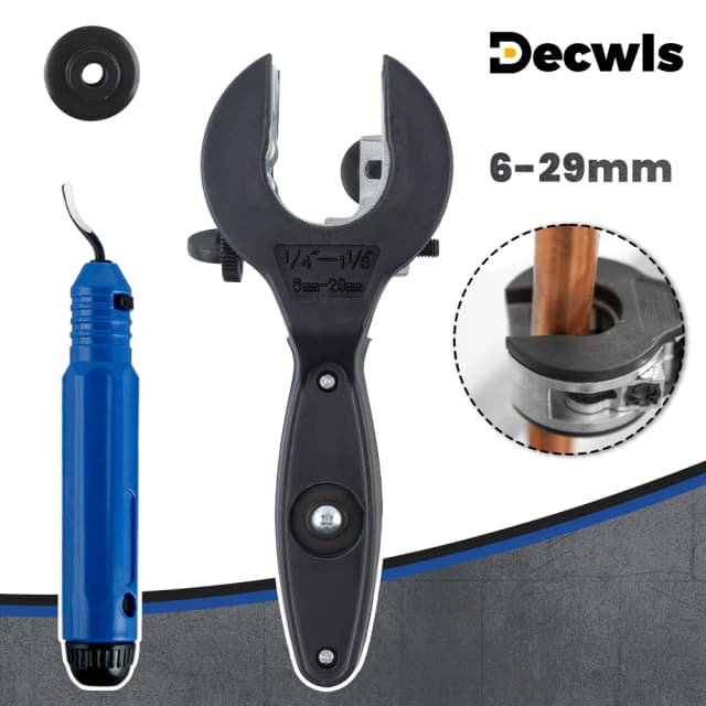 Obcinak do rur z grzechotką 6-29 mm, wielofunkcyjne narzędzie tnące do użytku domowego, obcinak do rur miedzianych 1/4---1-1/8", obcinak do rur aluminiowych, obcinak do rur PVC, opcjonalne narzędzie do gratowania