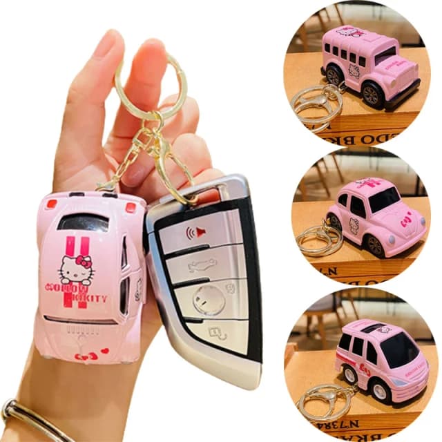 Sanrio Hello Kitty damski brelok Anime portfel wisiorek torby dekoracyjna biżuteria kreskówki dzieci Mini bezwładnościowy wycofać samochody zabawkowe