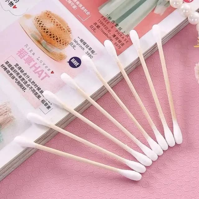 100/500 pçs cabeça dupla de madeira cotonete nariz orelhas limpeza ferramentas de maquiagem feminina lipstik algodão botões ponta varas bastoncillos oidos