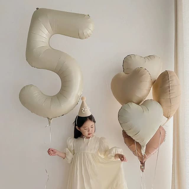 Balon z numerem 123456789 w kolorze beżowym, kremowym, karmelowym, czekoladowym, retro, o długości 40 cali, na baby shower, urodziny, wesele, dekoracja.